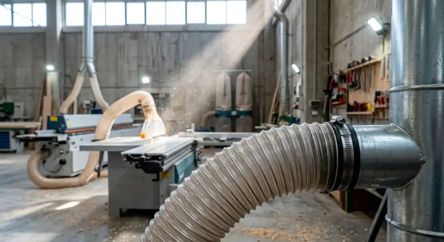 Aspirazione industriale: come scegliere i tubi giusti per polveri, fumi e scarti di lavorazione